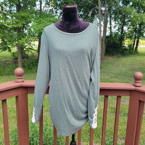 WIHOLL Long Sleeve Shirts for Women Casual Round Neck Lace Ruched Tunic Top